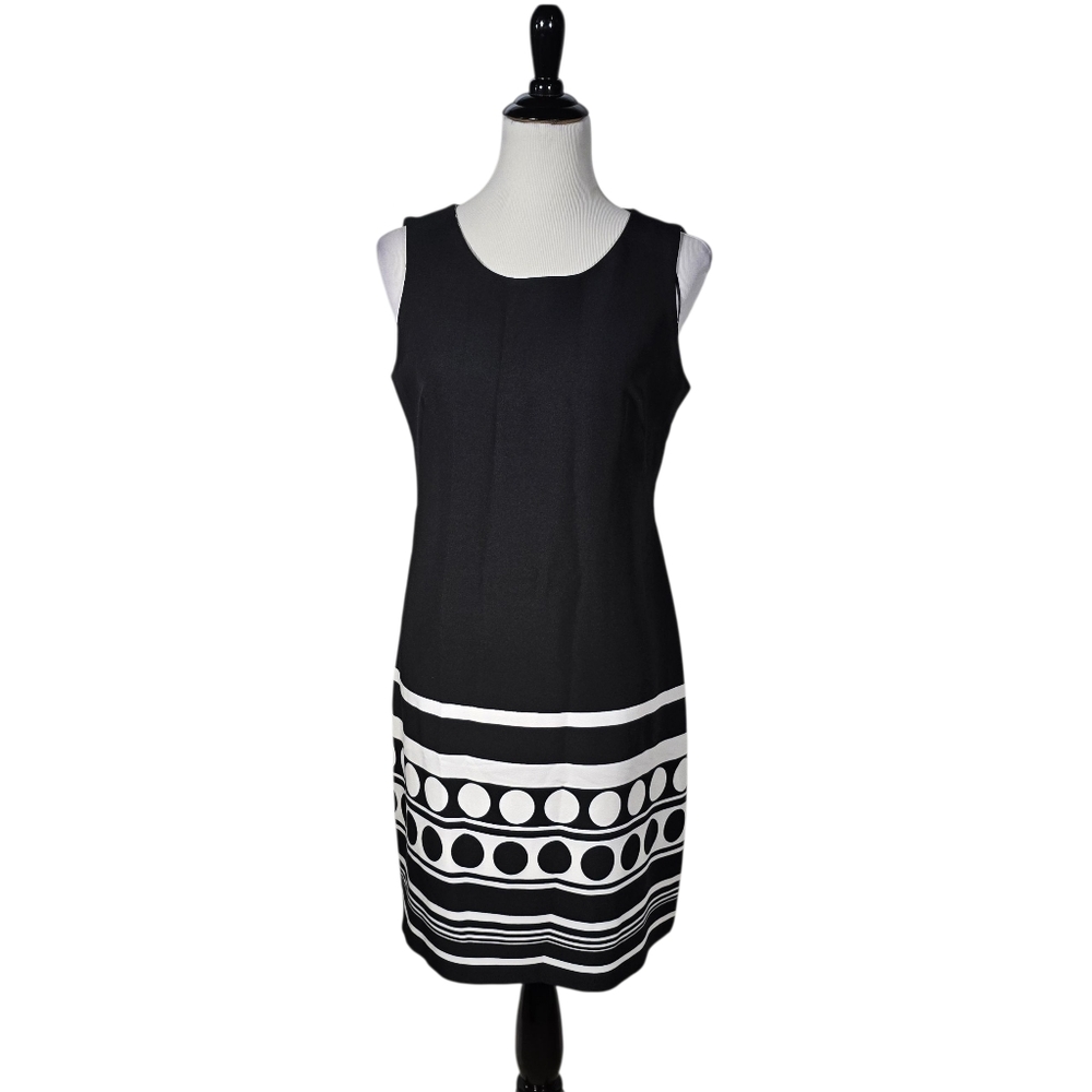 Perceptions New York Size 10 Black and White Patterned Dress